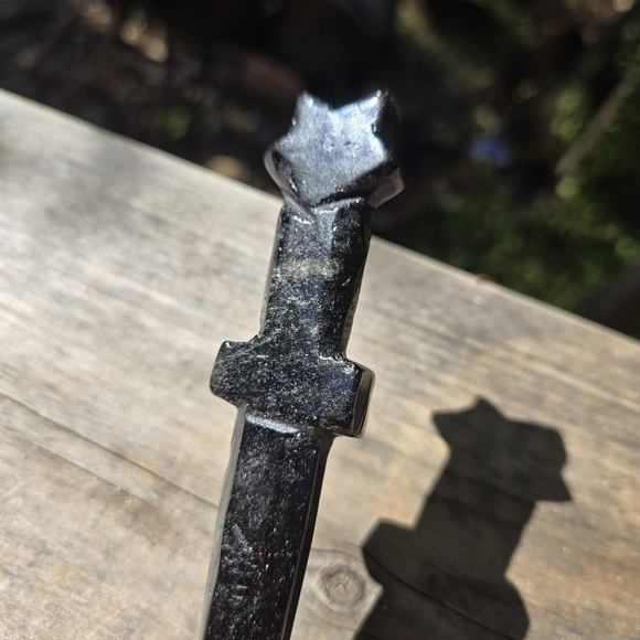 Obsidian hand carved star ceremonial dagger 6" - Picture 7 of 8